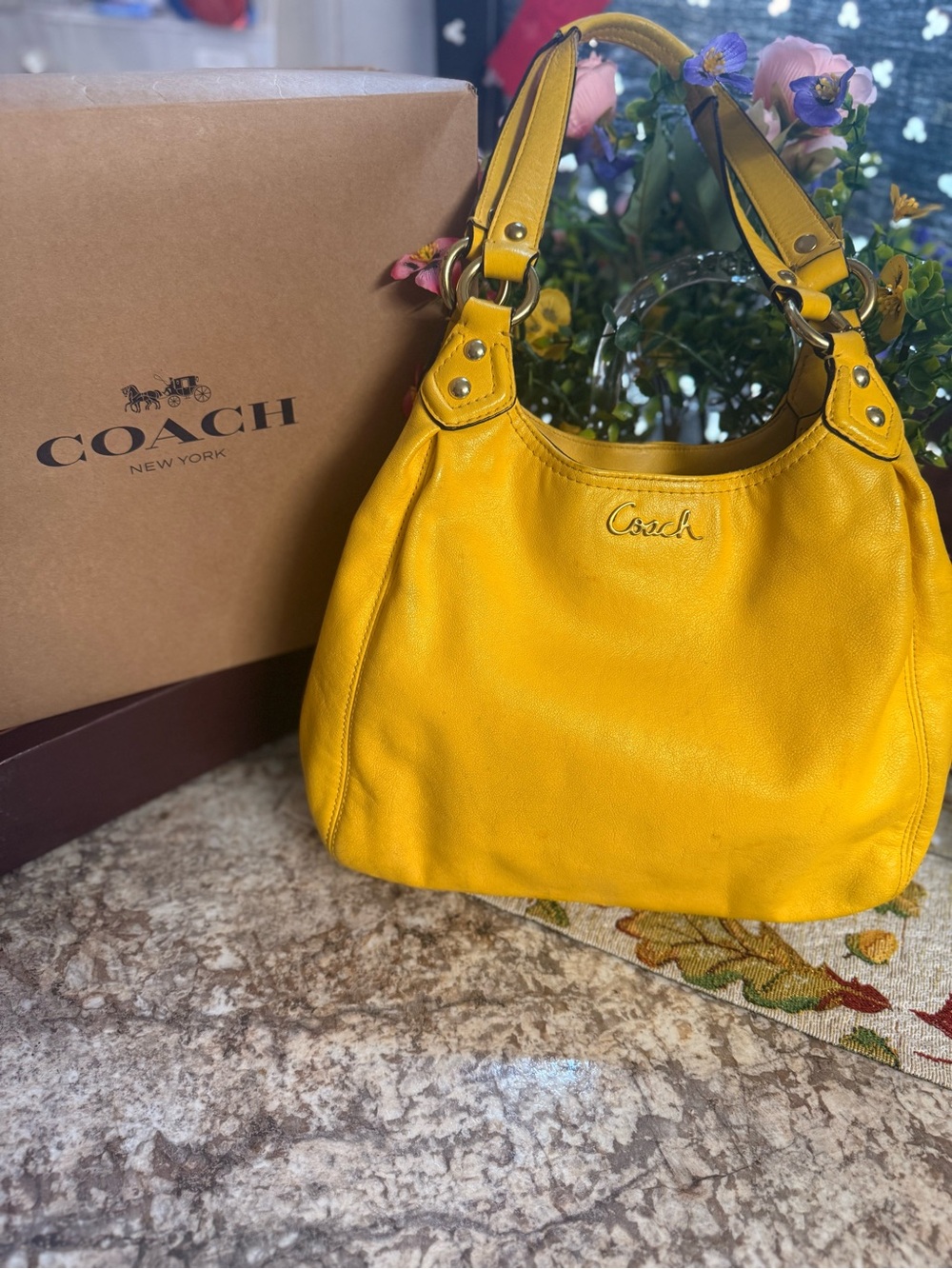 Coach Yellow Leather Hobo Tote
